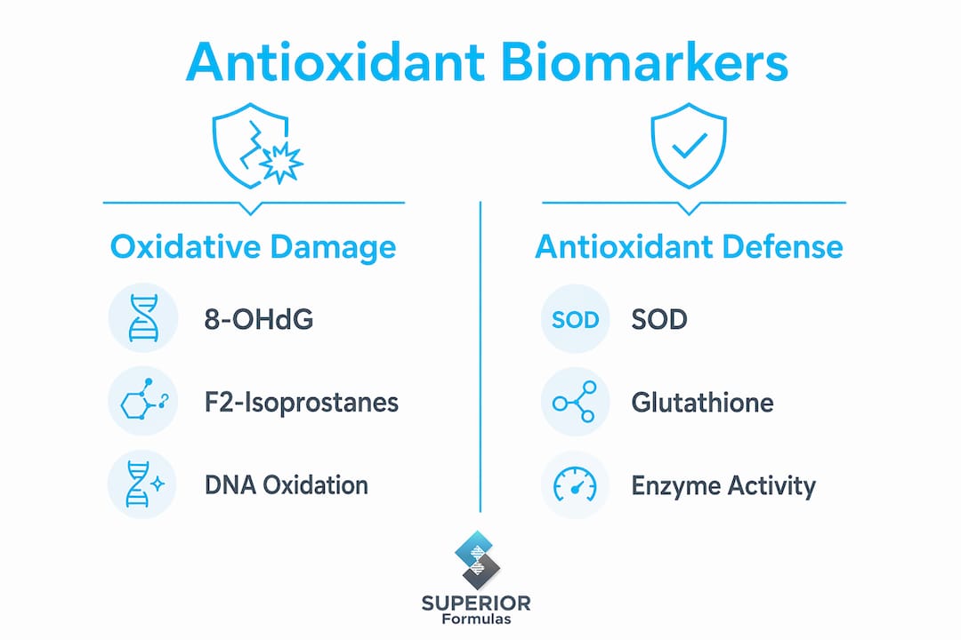 Infographic comparing antioxidant biomarkers categories