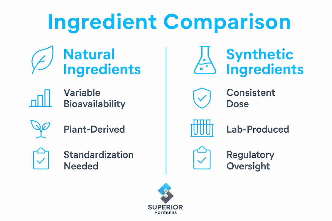 Infographic comparing natural and synthetic ingredients