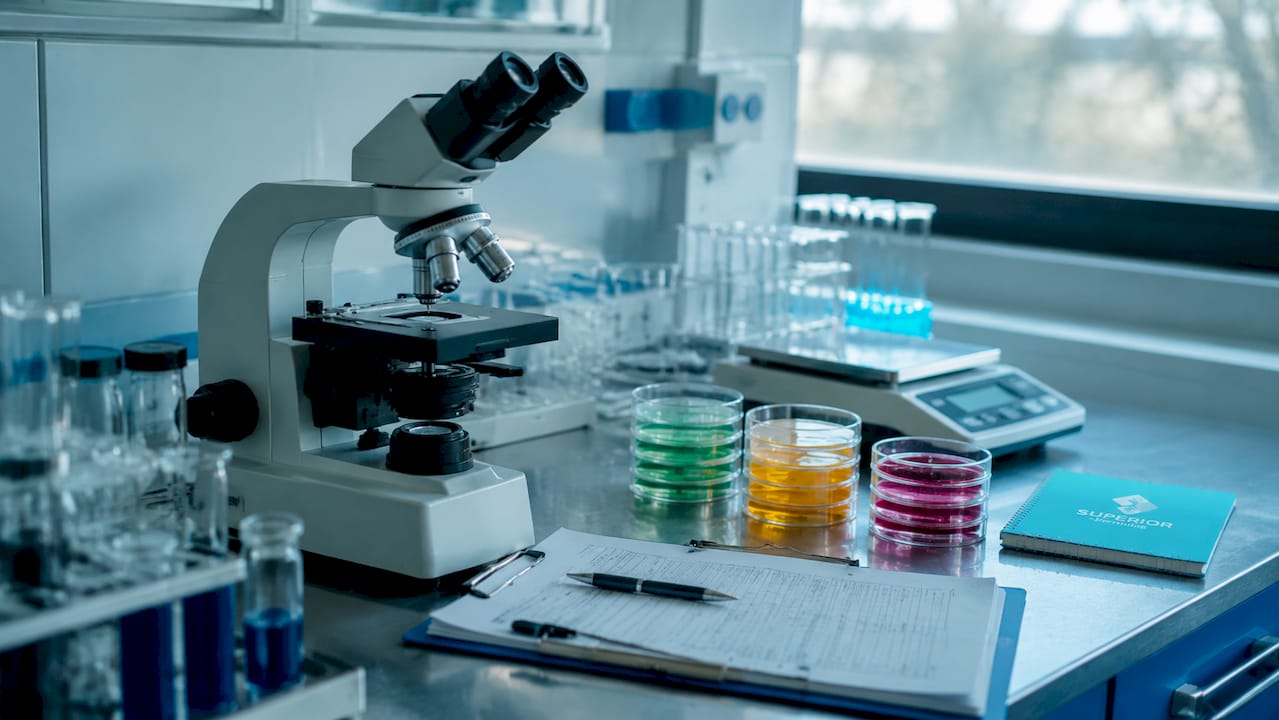 Microscope and nutrient analysis lab setup