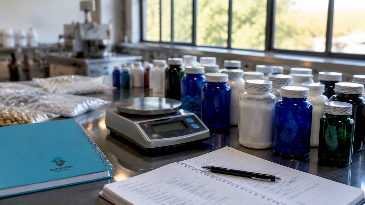Supplement manufacturing quality control workspace