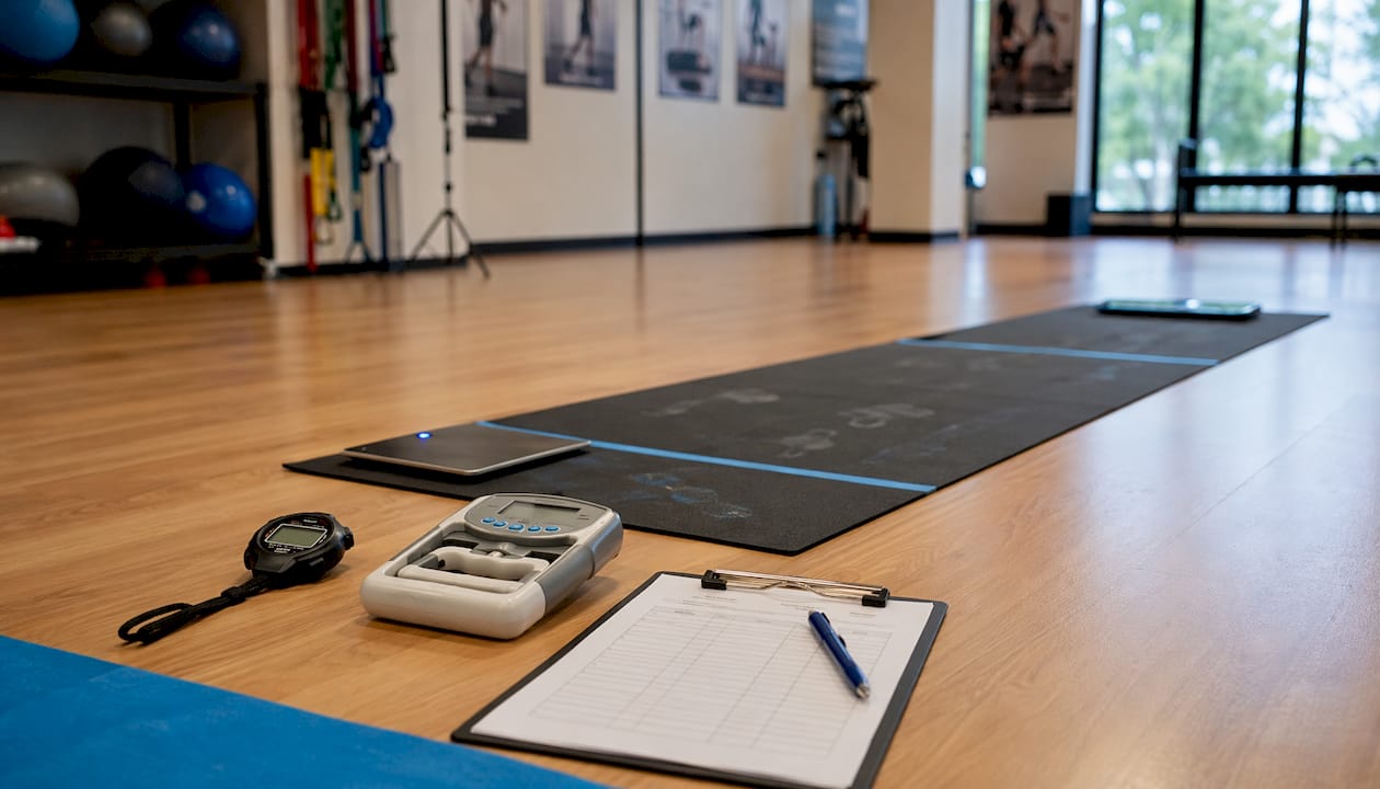 Physical fitness test equipment in clinic room