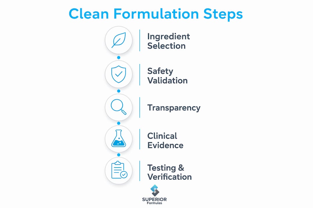 Infographic outlining clean formulation steps