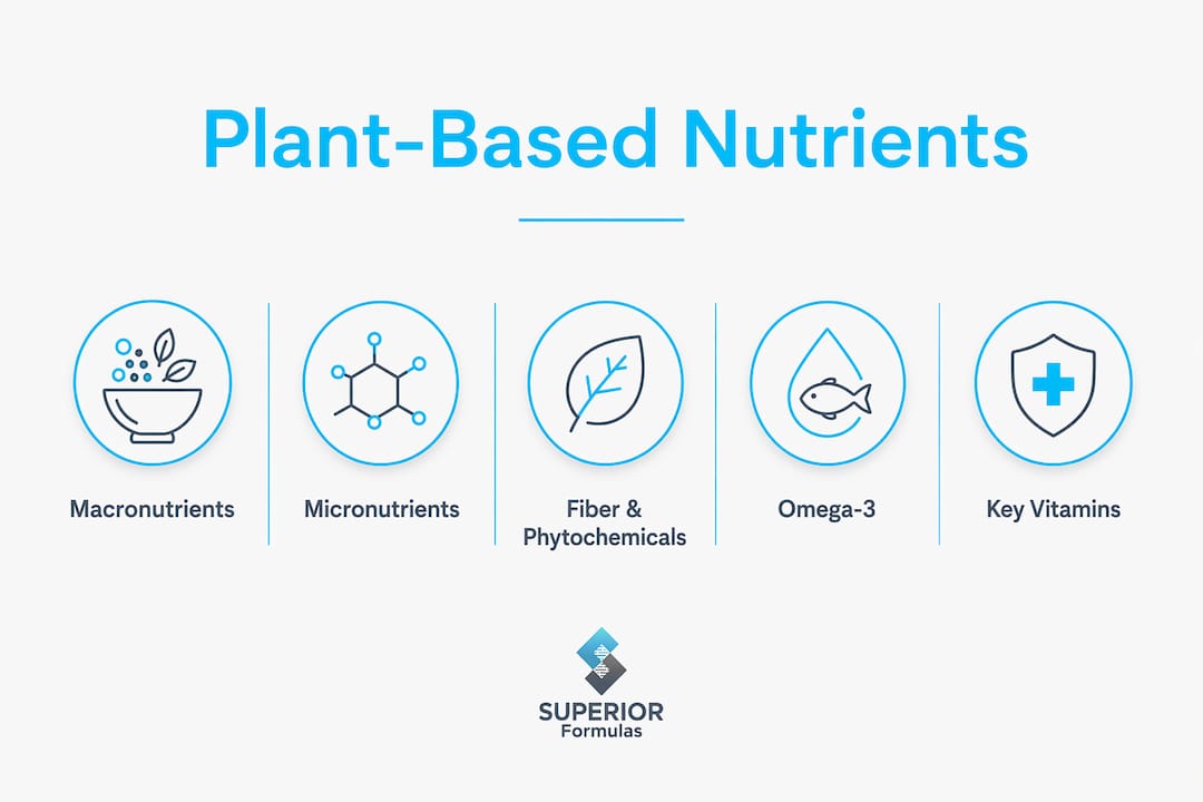 Infographic illustrating main plant-based nutrient categories