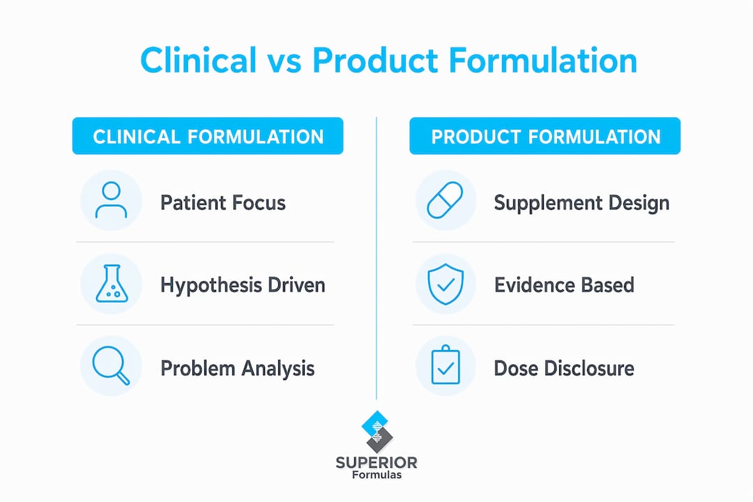 Infographic comparing clinical and product formulation aspects