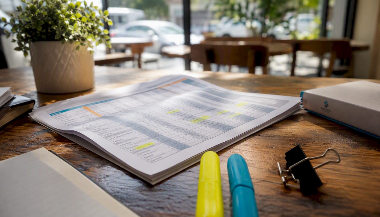 Workspace with B12 supplement comparison documents
