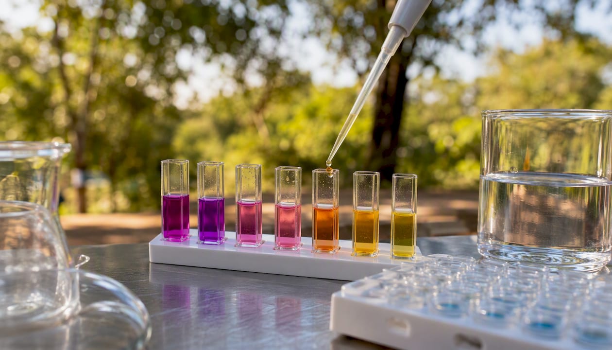 Antioxidant assay tools and reagents on lab bench