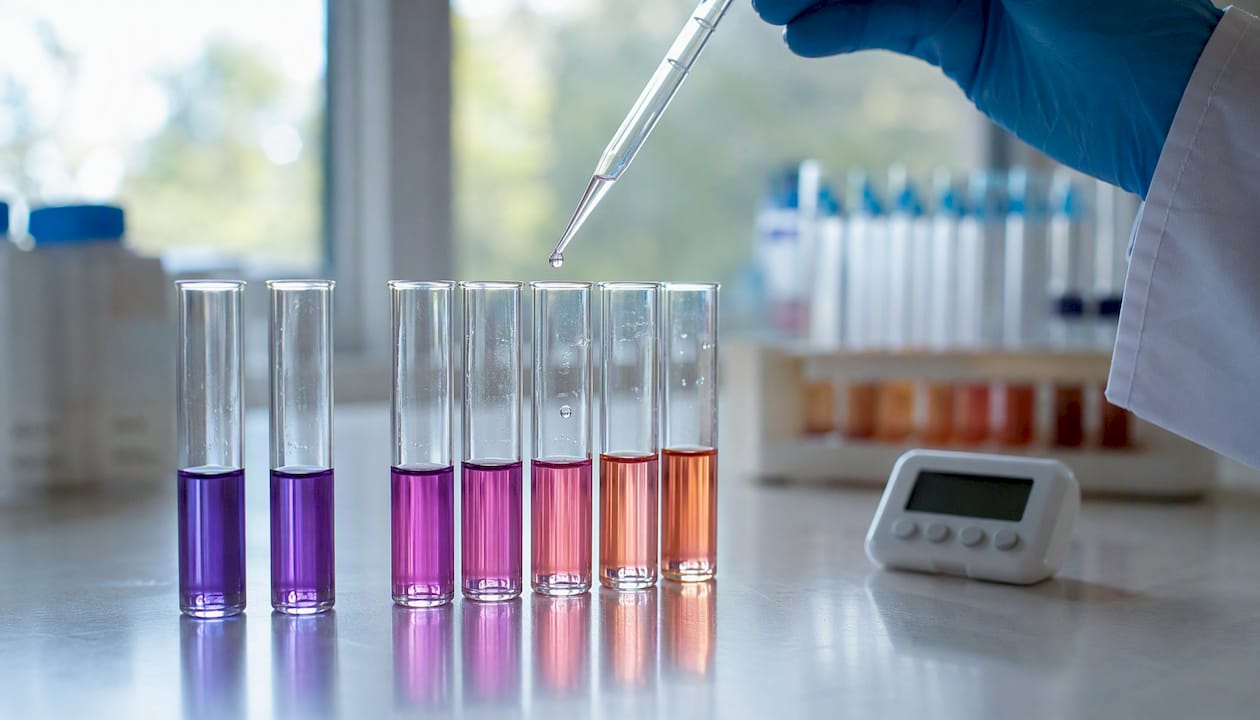 Pipette dispensing antioxidant reagents in test tubes