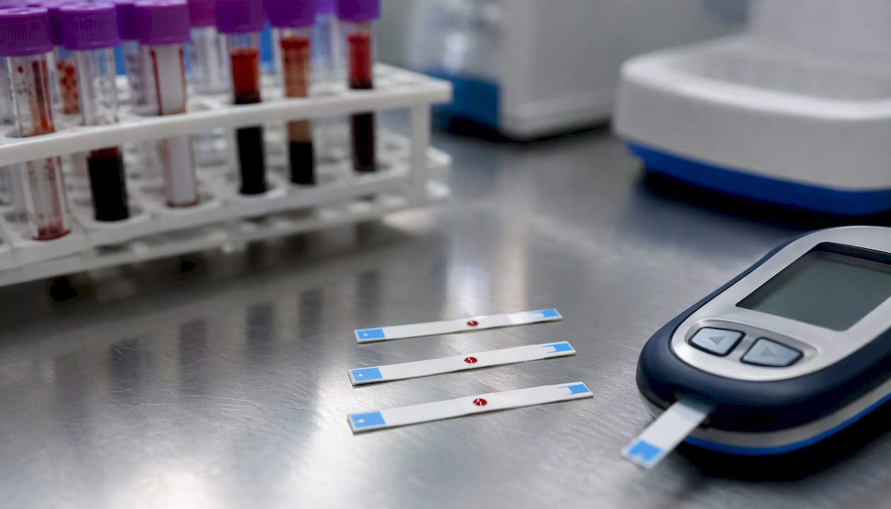 Metabolic biomarker testing with blood samples and glucose strips