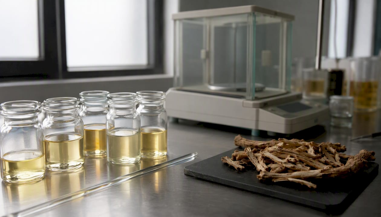 Laboratory glassware with ginsenoside extracts