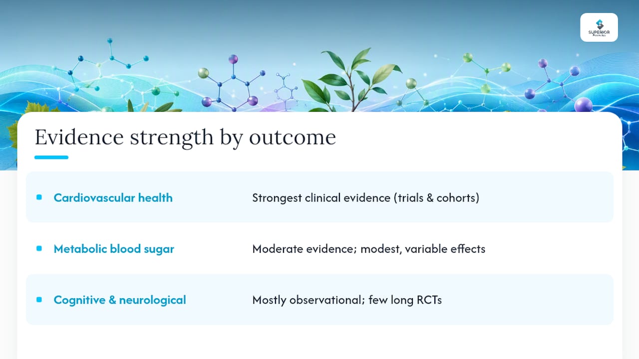 Diagram comparing polyphenol health benefits