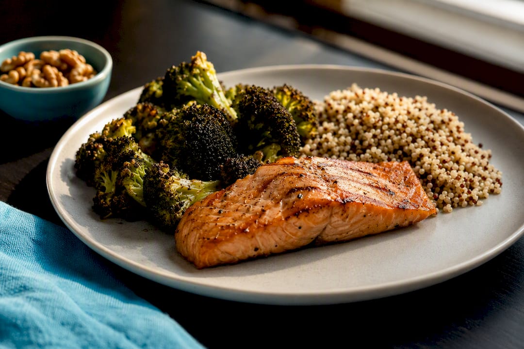 Salmon broccoli and quinoa meal
