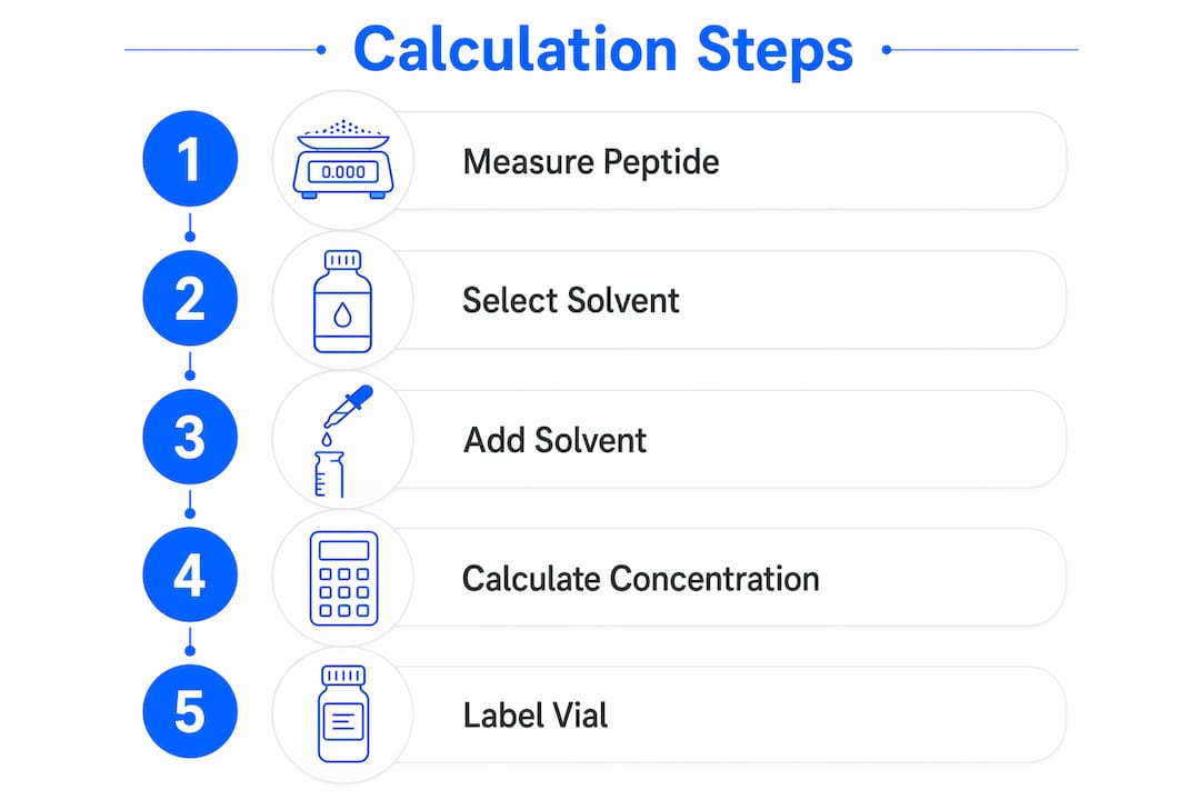 Infographic illustrating peptide reconstitution steps