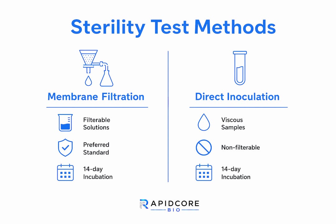 Infographic comparing membrane filtration and direct inoculation methods