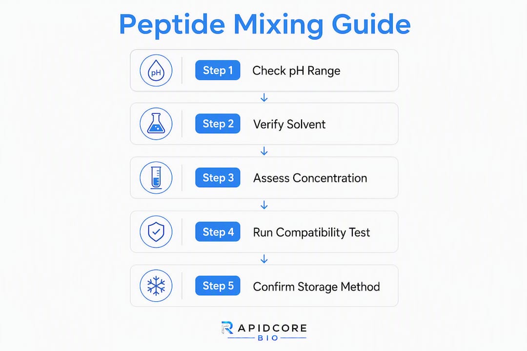 Infographic outlining peptide mixing decision steps