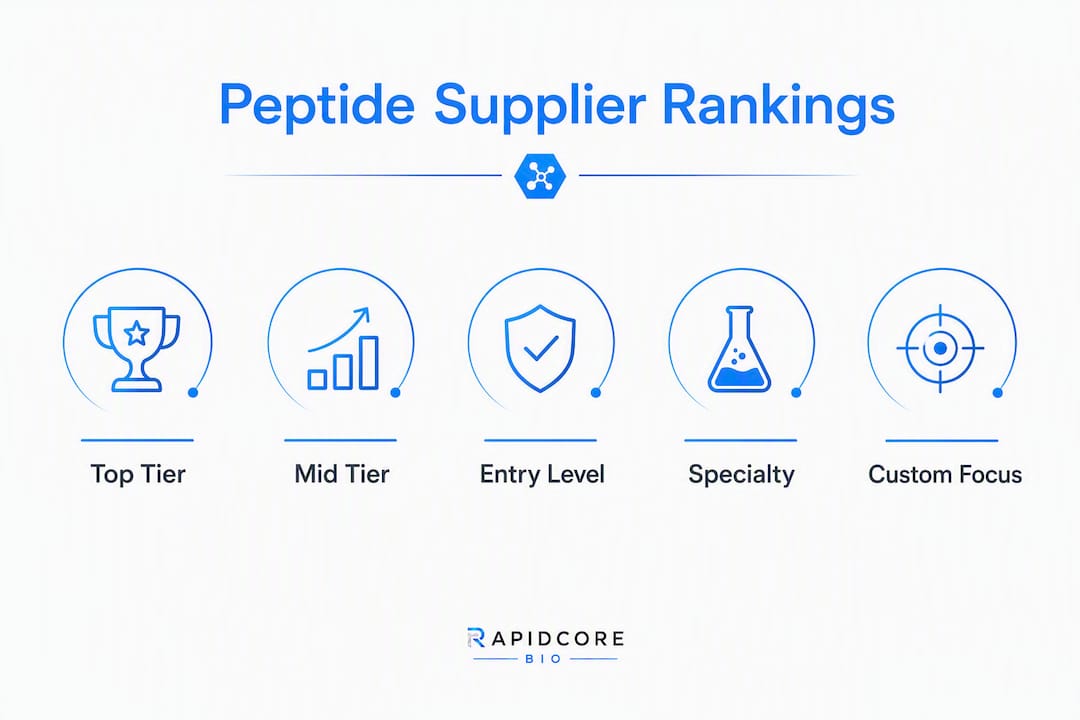 Infographic ranking peptide suppliers by tier