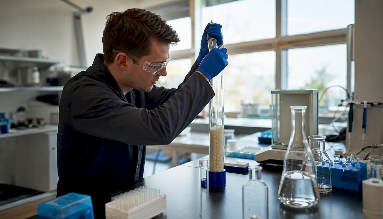 Hands packing ion-exchange chromatography resin column