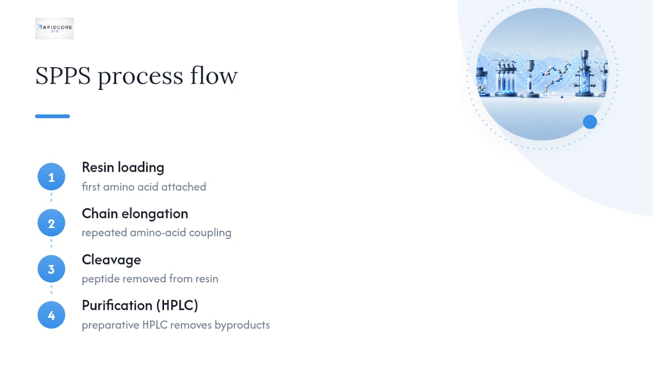 Diagram of solid-phase peptide synthesis steps