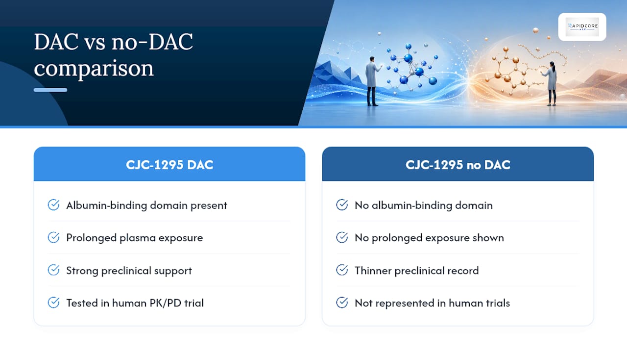 Comparison diagram of DAC and no DAC peptides