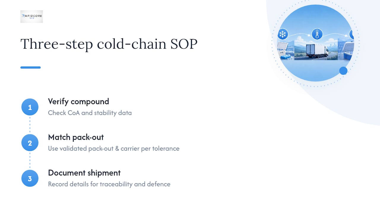 Three-step peptide cold-chain shipping SOP