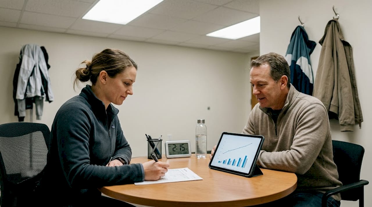 Trainer and client meeting for fitness assessment