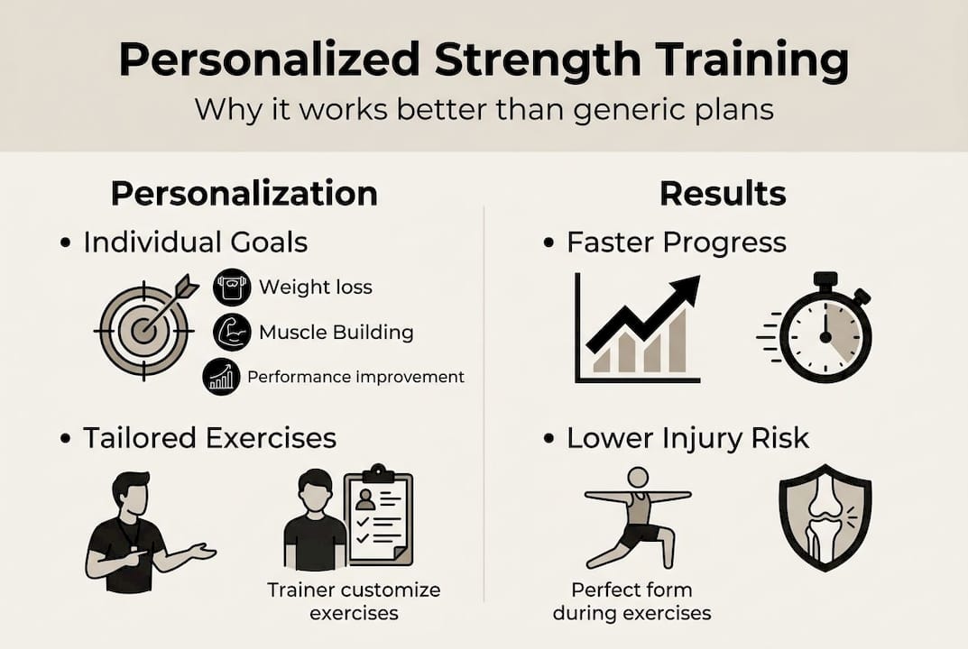 Infographic showing strength training personalization versus generic plans