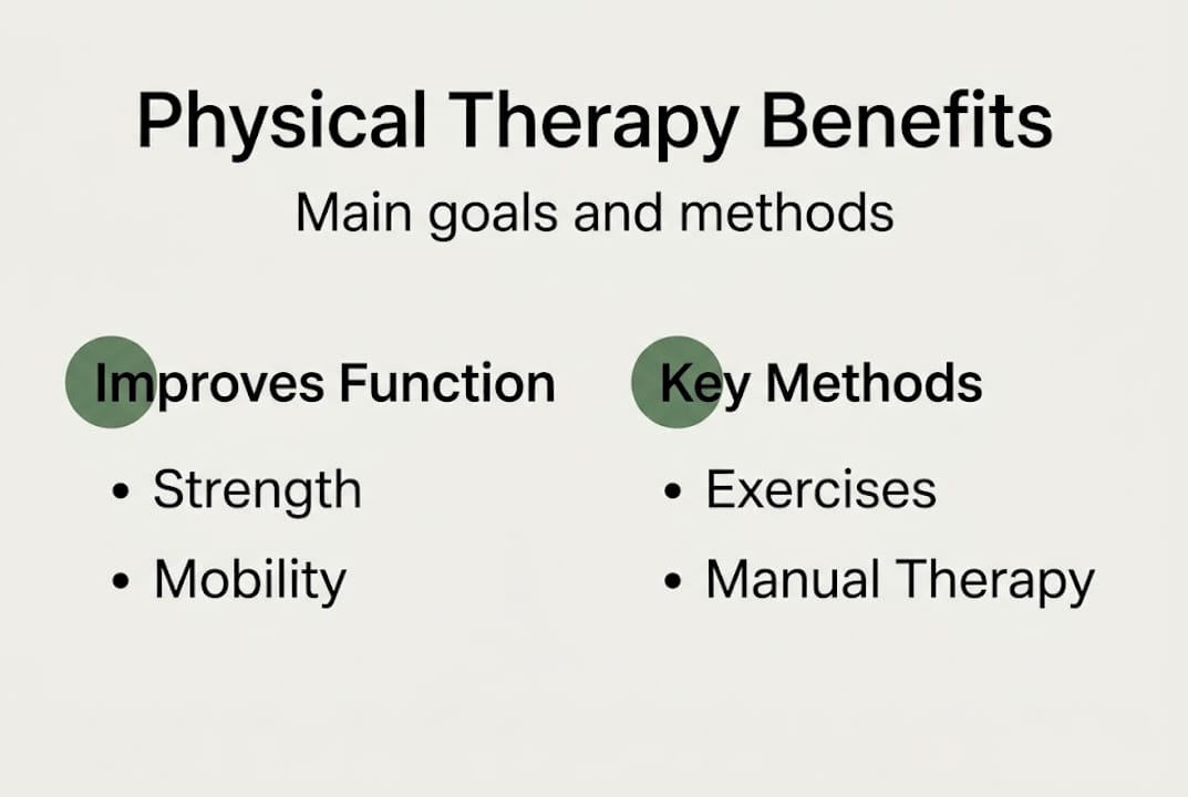 Infographic showing physical therapy goals and methods