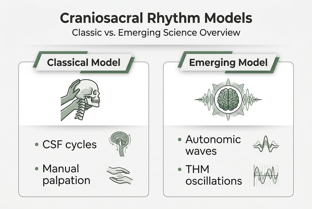 Infographic comparing craniosacral rhythm models