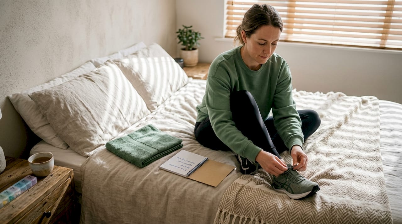 Woman preparing for physical therapy session