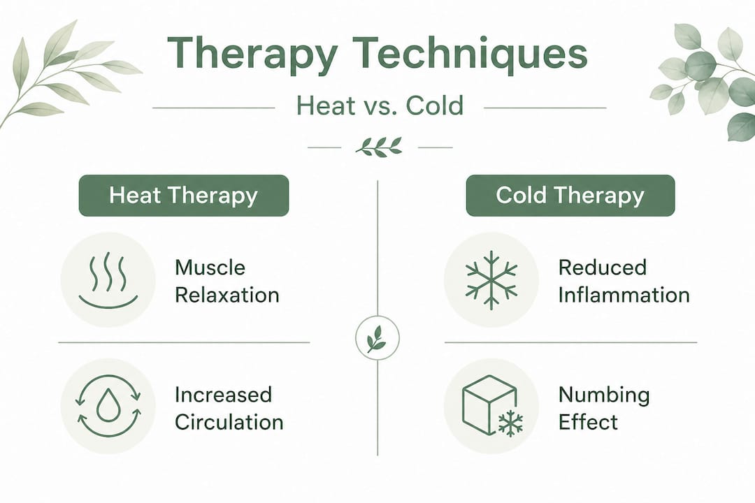 Infographic comparing heat and cold therapy techniques