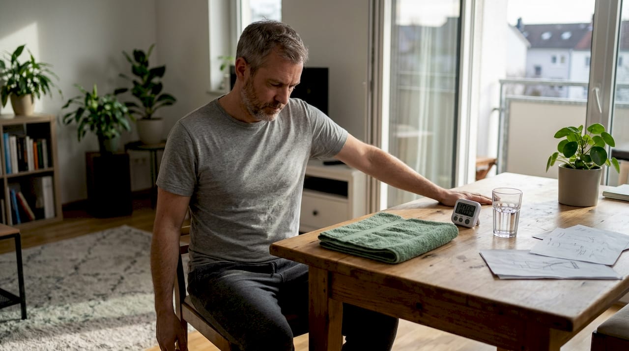 Shoulder rehab exercise at home table