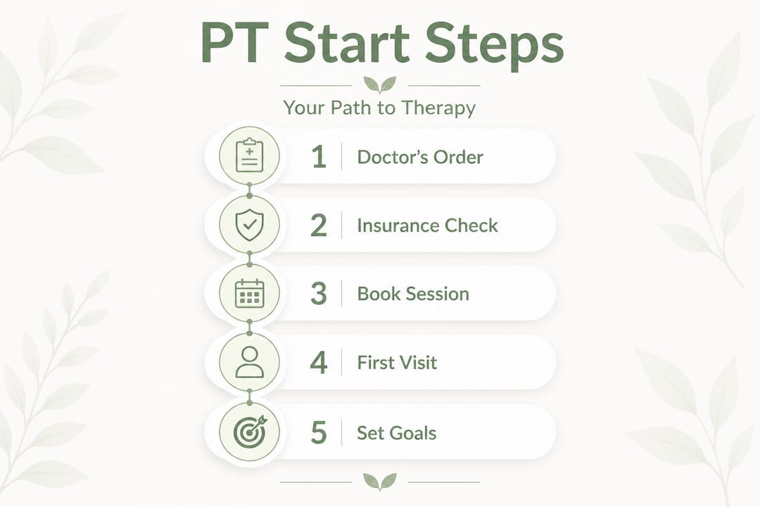 Infographic showing steps to start physical therapy