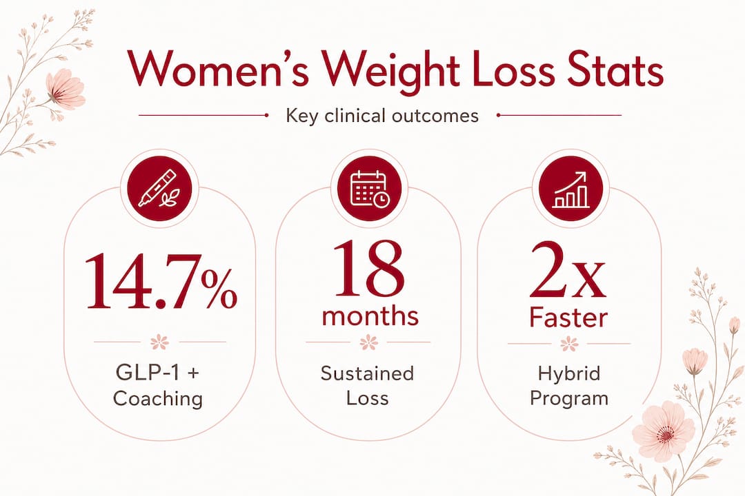 Infographic showing women’s weight loss statistics