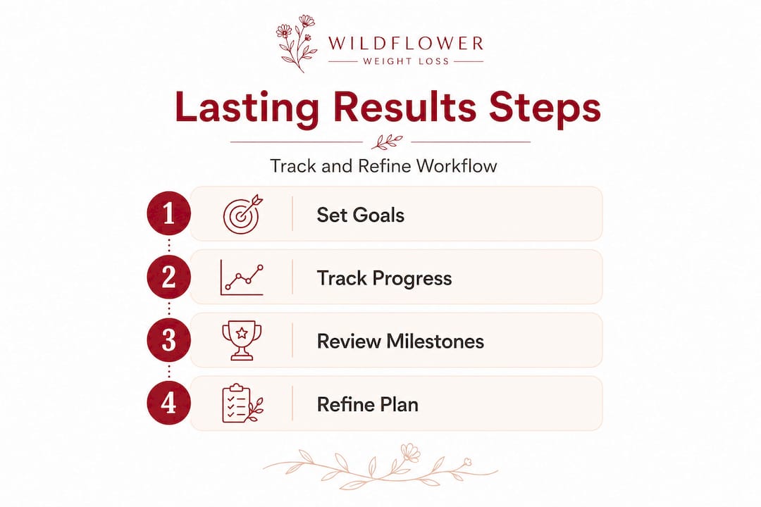 Infographic shows steps for lasting weight loss results