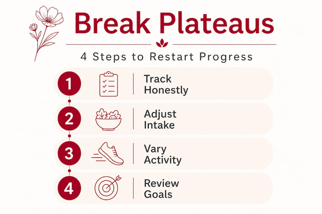 Infographic steps to overcome weight loss plateau