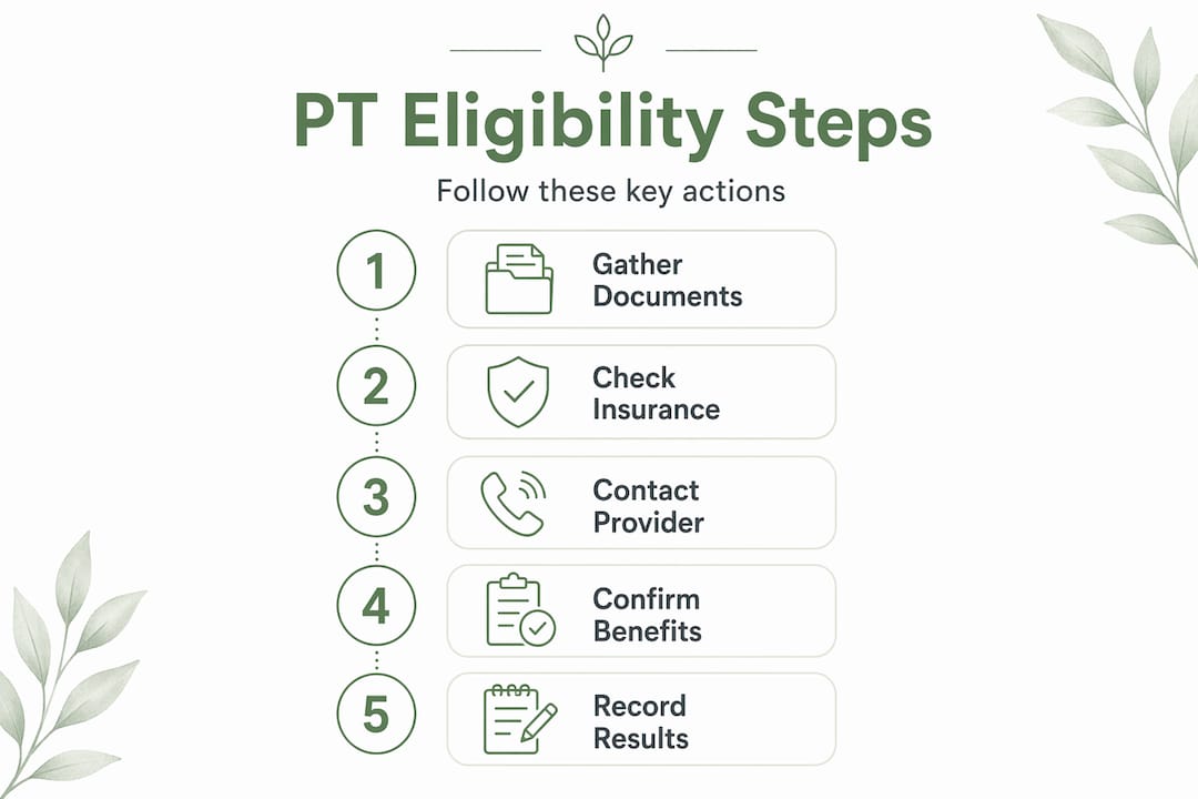 Vertical flow infographic for PT eligibility check steps
