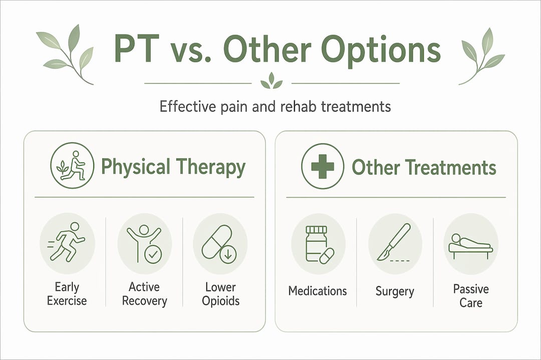 Infographic comparing physical therapy and other treatments