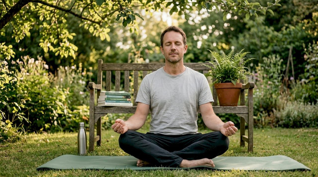 Man experiencing calm after gentle touch therapy