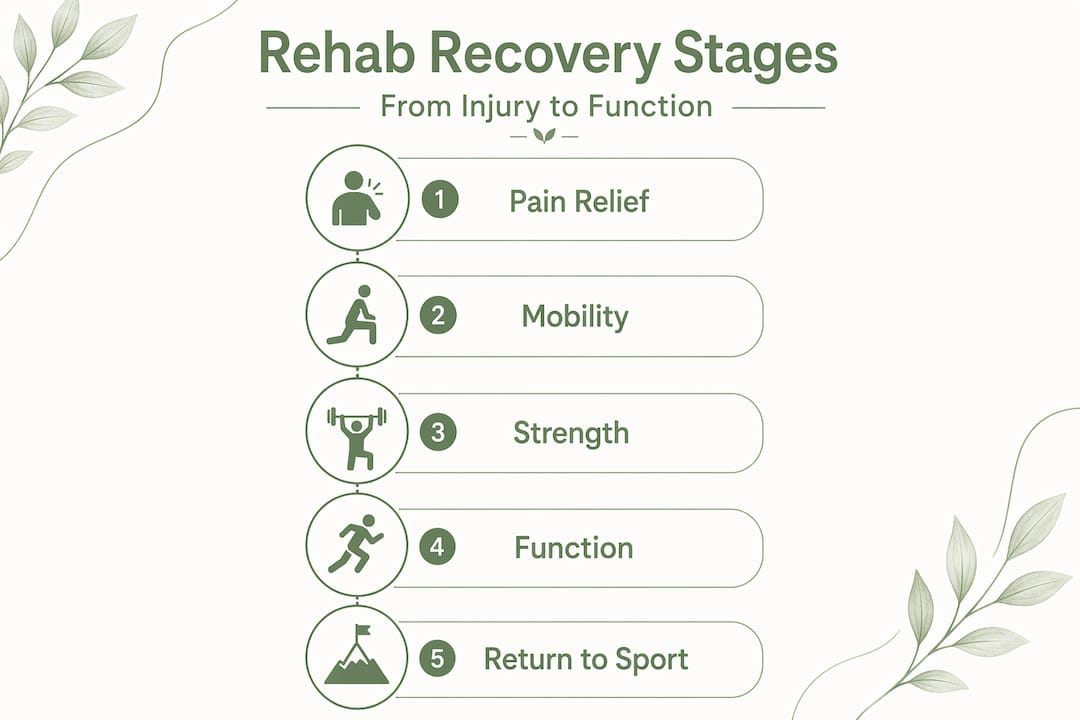 Infographic of sports rehab stages in recovery