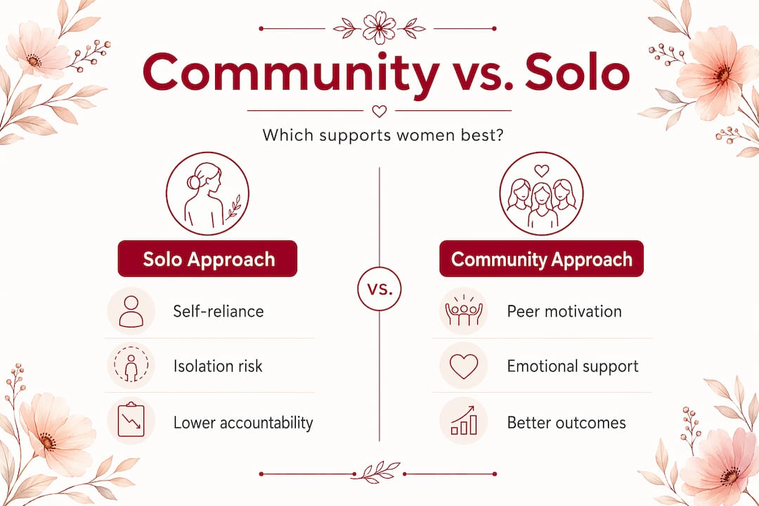 Infographic comparing solo versus community weight loss