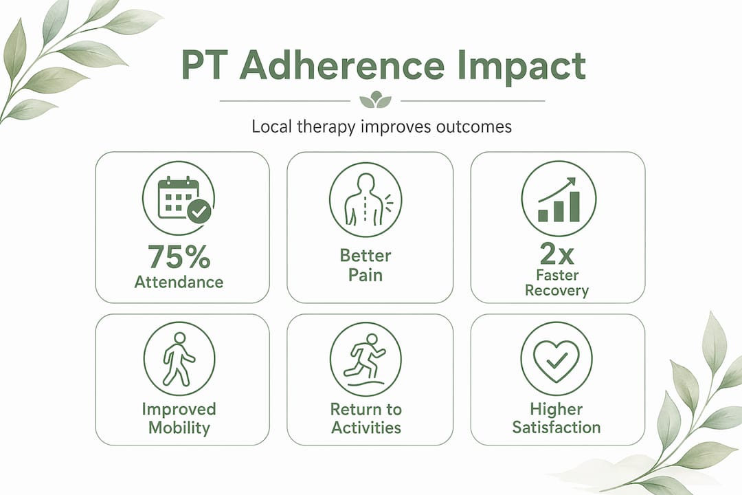Infographic of PT attendance and recovery stats
