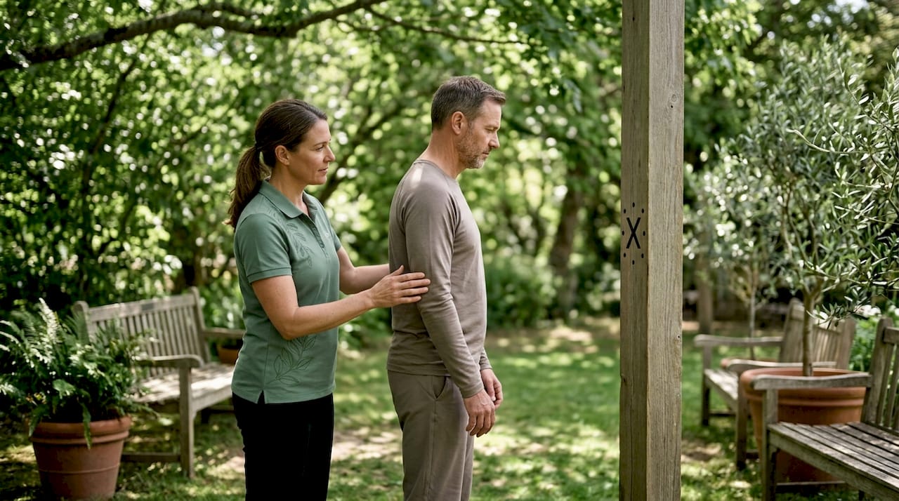 Therapist demonstrating vestibular therapy exercises