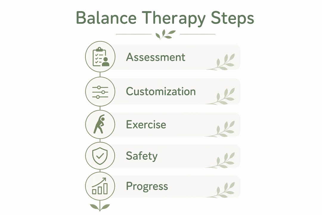 Infographic showing key physical therapy steps