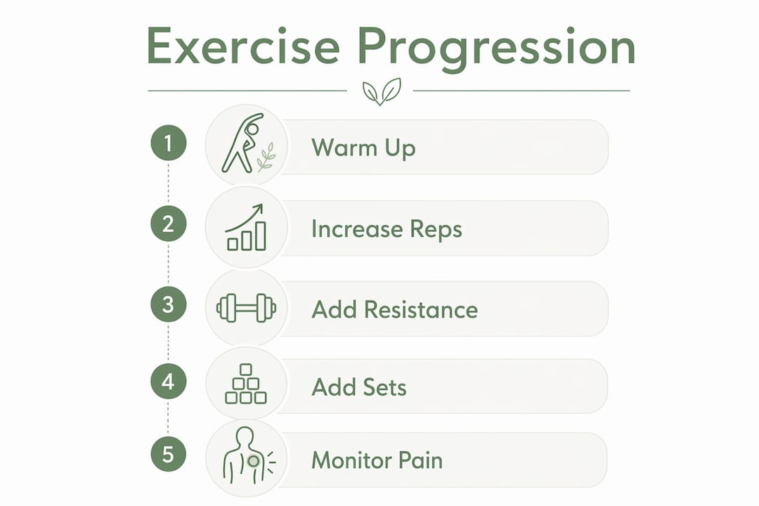 Infographic outlining home PT exercise progression steps