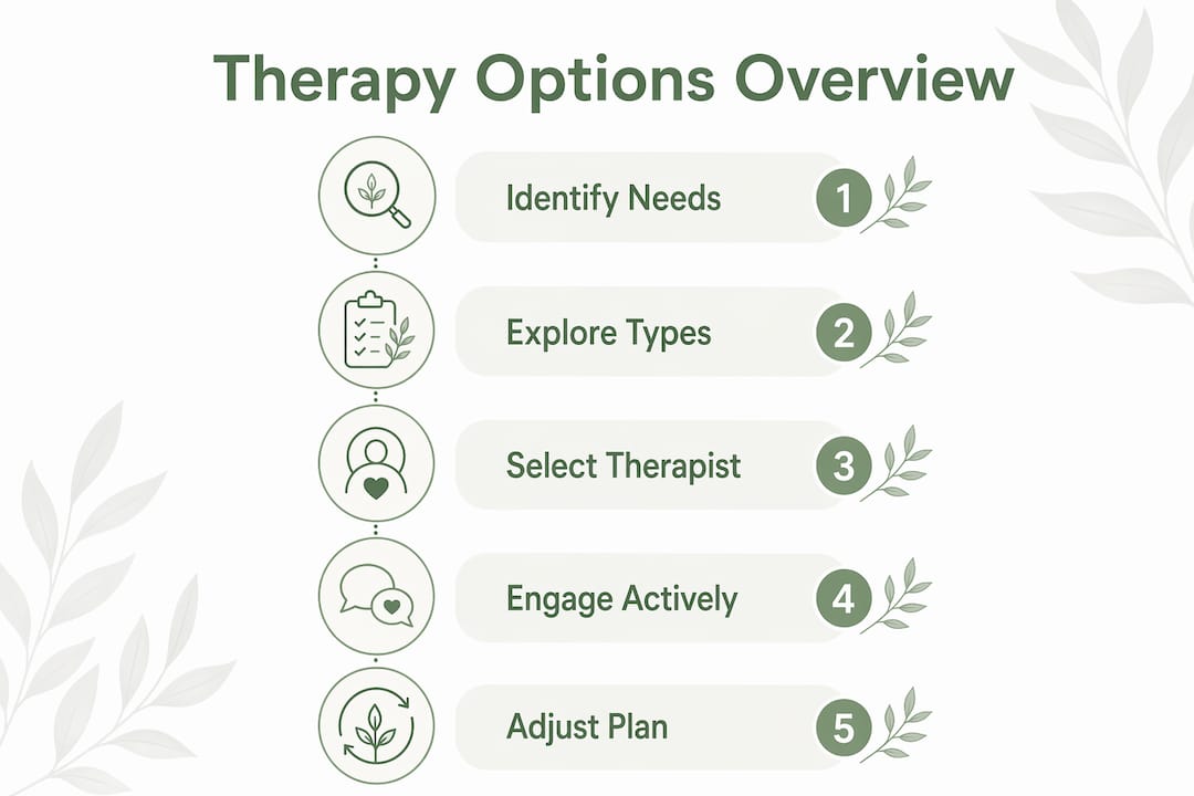 Infographic outlining therapy navigation steps