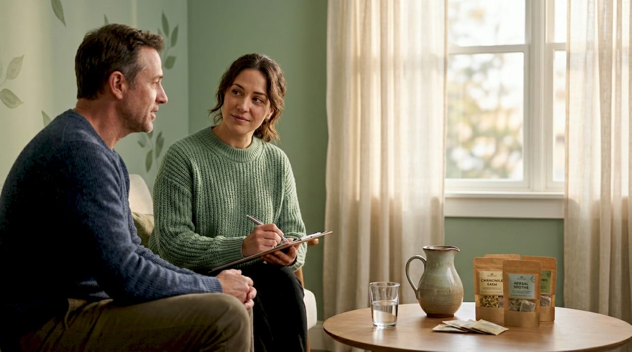 Therapist and client in therapeutic consultation