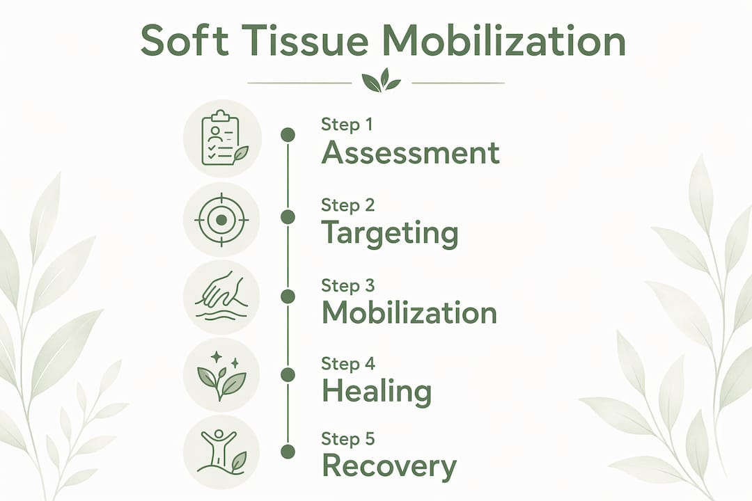Infographic showing soft tissue mobilization recovery steps