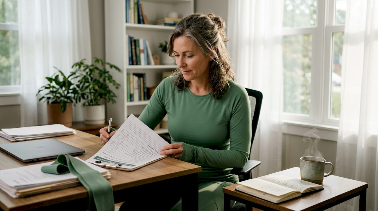 Patient reviewing physical therapy checklist