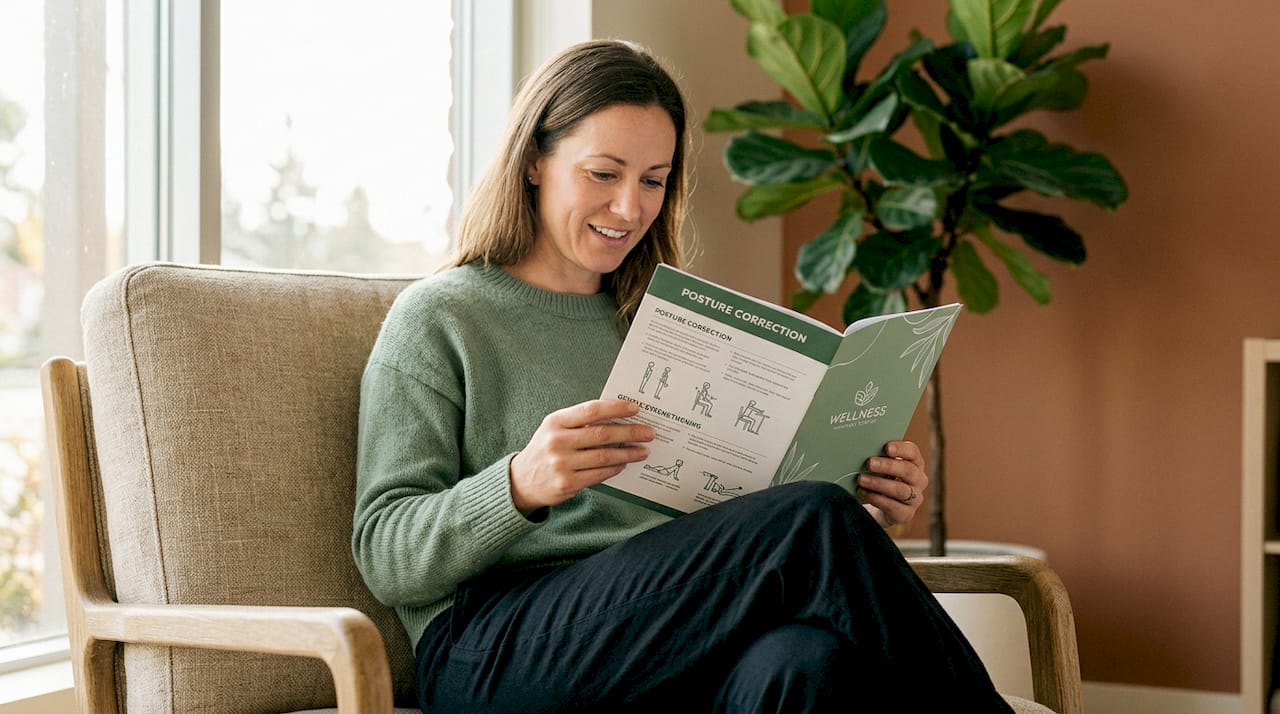 Patient holding PT educational booklet