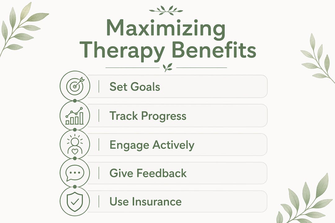 Infographic showing steps to maximize therapy benefits