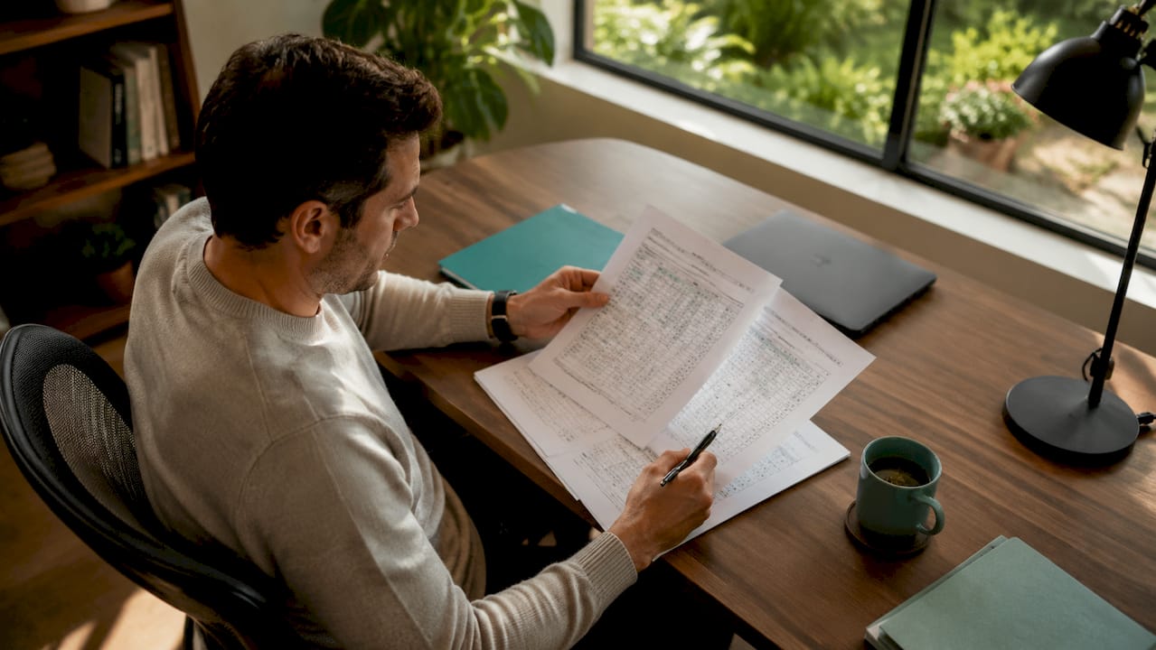 Professional reviewing audit documents